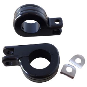 Clamps Soportes Negros Mate Para Descansos De Defensa Harley