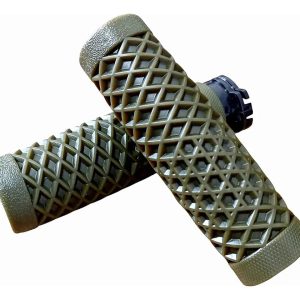 Puños Caucho Goma Waffle Retro Para Harley Con Chicote Y Mas Verde Musgo