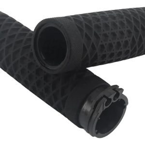 Puños Caucho Goma Waffle Retro Para Harley Con Chicote Y Mas Negro